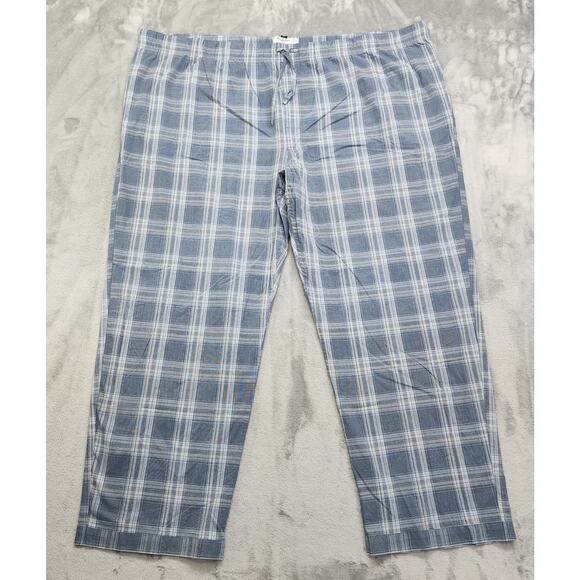 NEW Goodfellow Pajama Pants Mens Big & Tall 5XL Blue Plaid Stretch Cotton Poplin - Picture 1 of 11